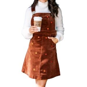 NWT Kiel James Patrick  Embroidered Cottagecore Jumper Corduroy Overall Dress S